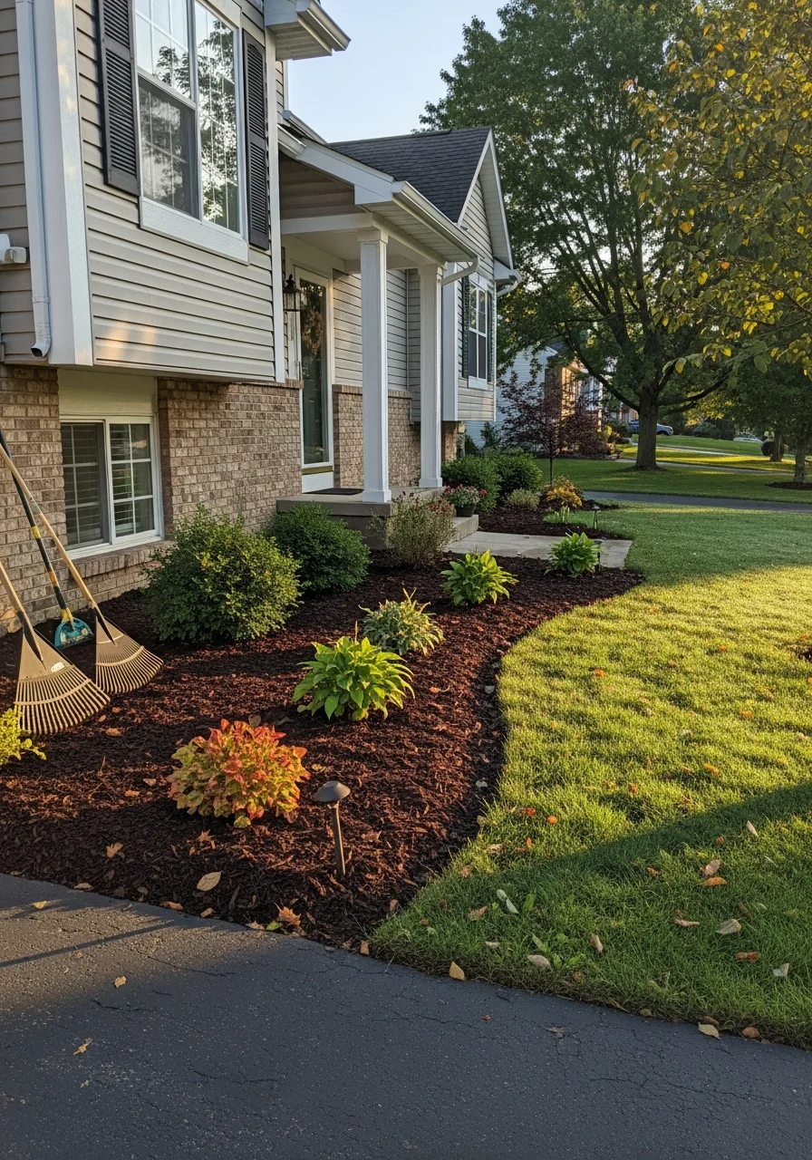 Beavercreek home exterior showing quality landscaping and professional service setup at property entrance.